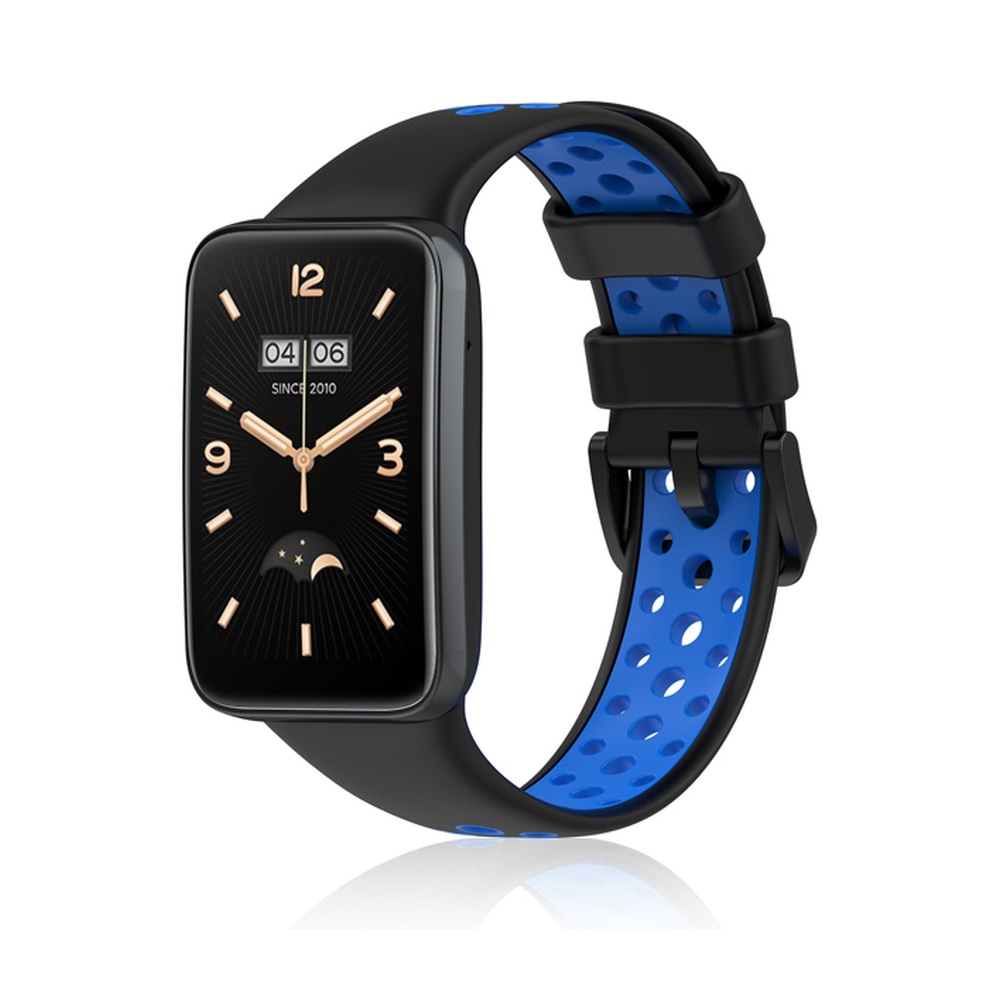 Ремешок спортивный силиконовый для Xiaomi Mi Smart Band 7 Pro DF xiSportband-04 (black/blue)