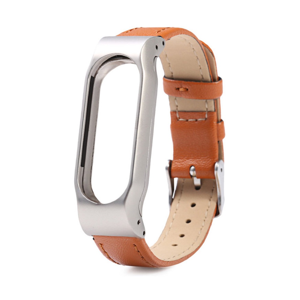 Сменный браслет Xiaomi Mi Band 3/4 кожаный (Коричневый)