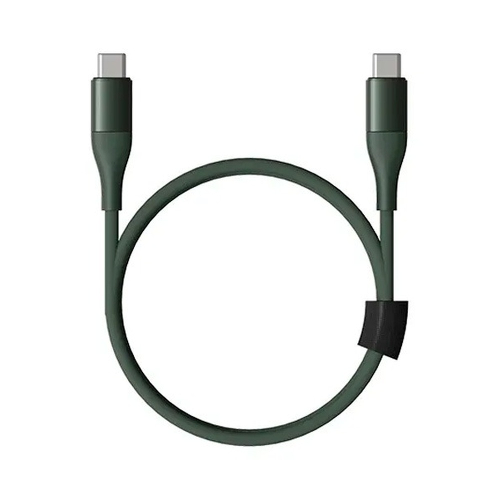 Кабель USB-C — USB-C SOLOVE 65 Вт PD 3А нейлоновая оплетка Green 100 см