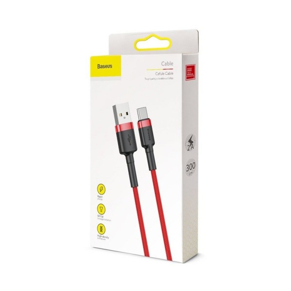 Кабель Type-C Baseus Cafule Cable USB For Type-C 2A 3м Red