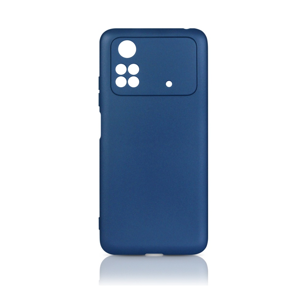 Силиконовый чехол с микрофиброй для Poco M4 Pro (4G) DF poOriginal-06 (blue)