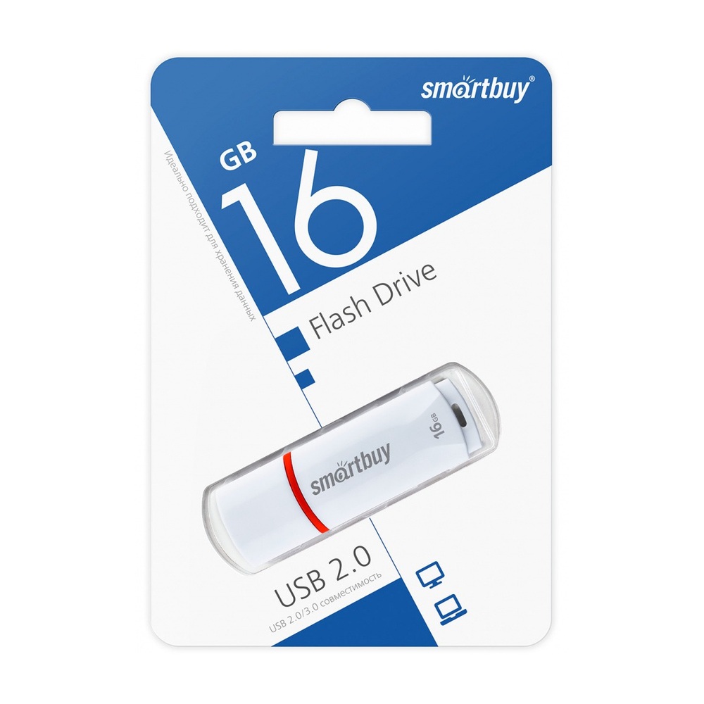 USB-накопитель SmartBuy Crown 16 ГБ USB 2.0 (White)