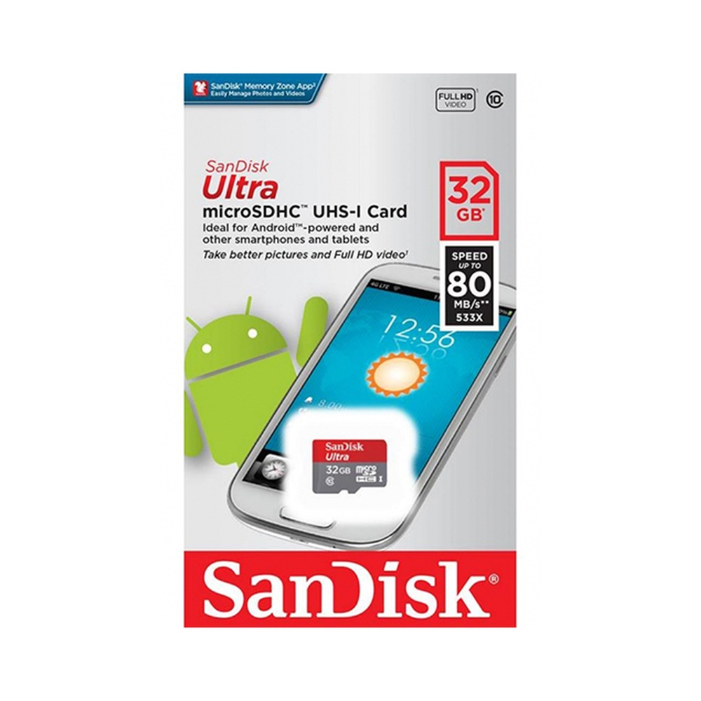 Карта памяти SanDisk microSDHC Ultra 32 ГБ SDSQUNS-032G-GN3MN