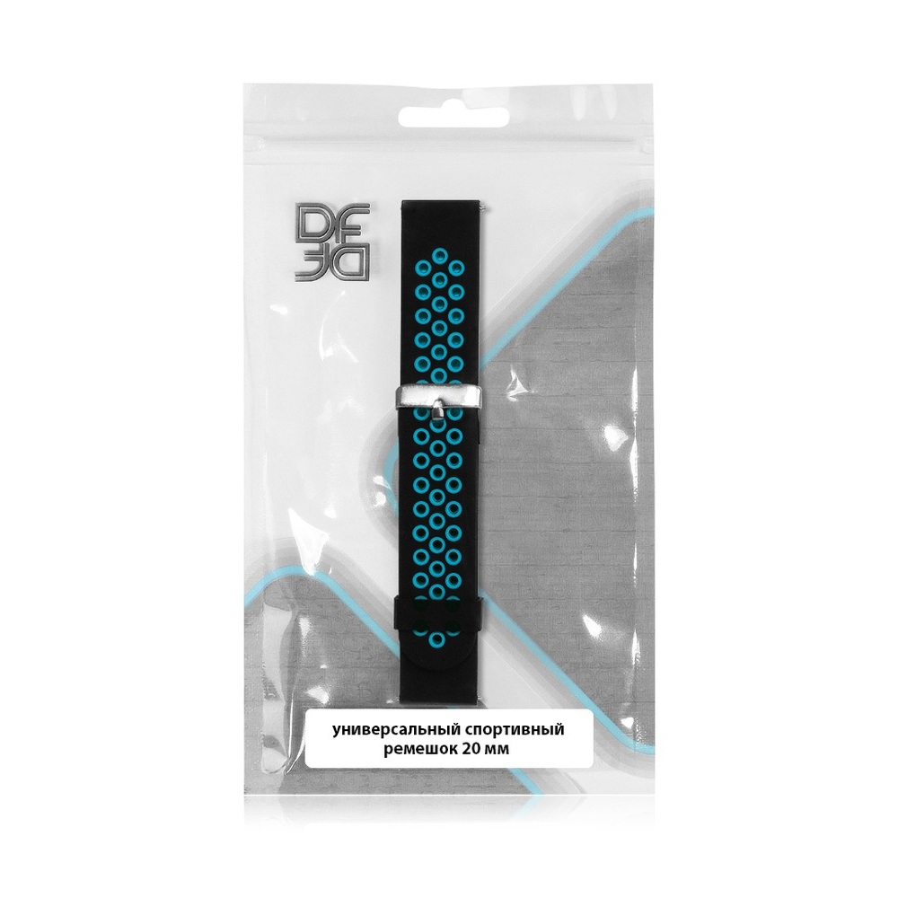 Универсальный спортивный ремешок 20 мм DF (black/blue)