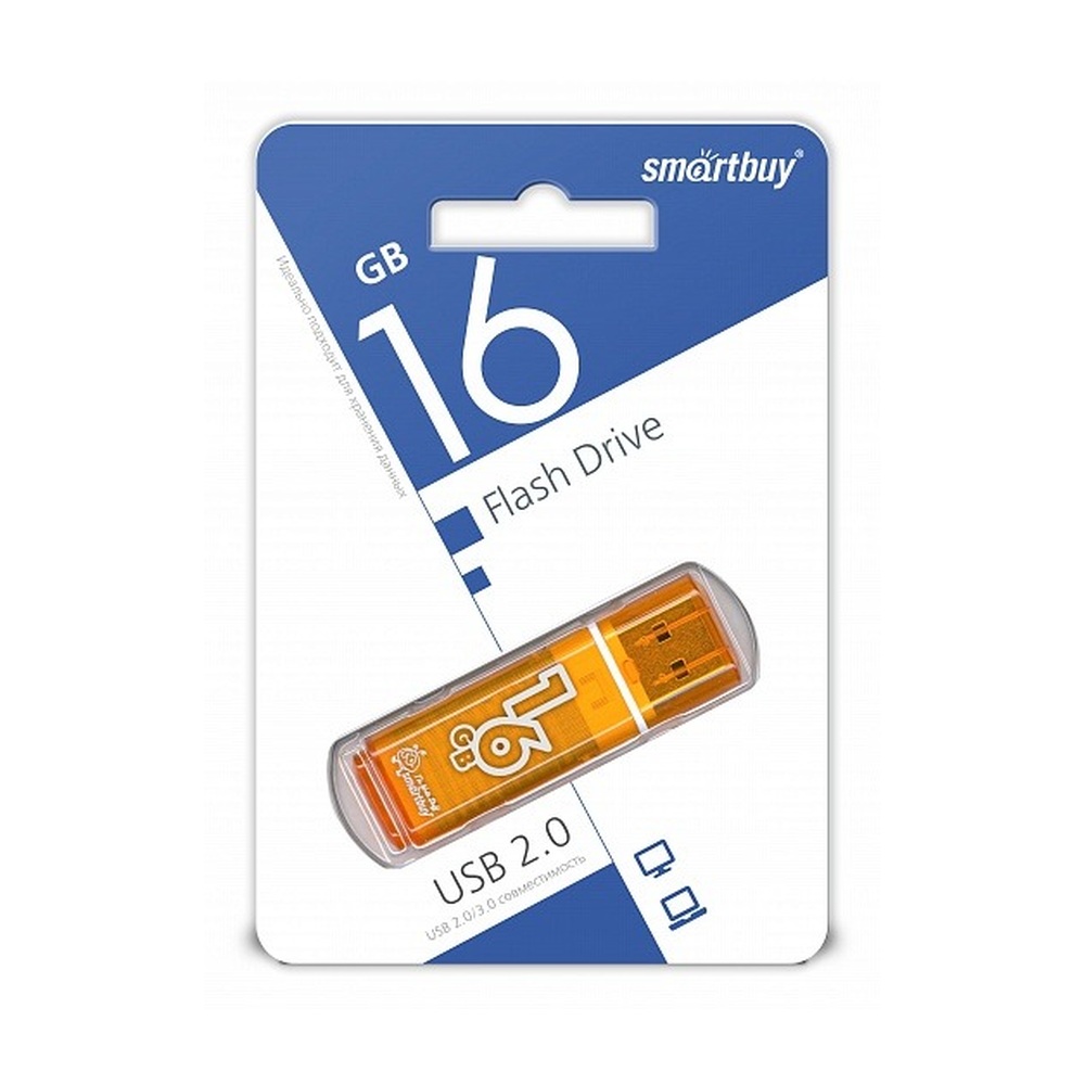 USB-накопитель SmartBuy Glossy 16 ГБ USB 2.0 (Orange)