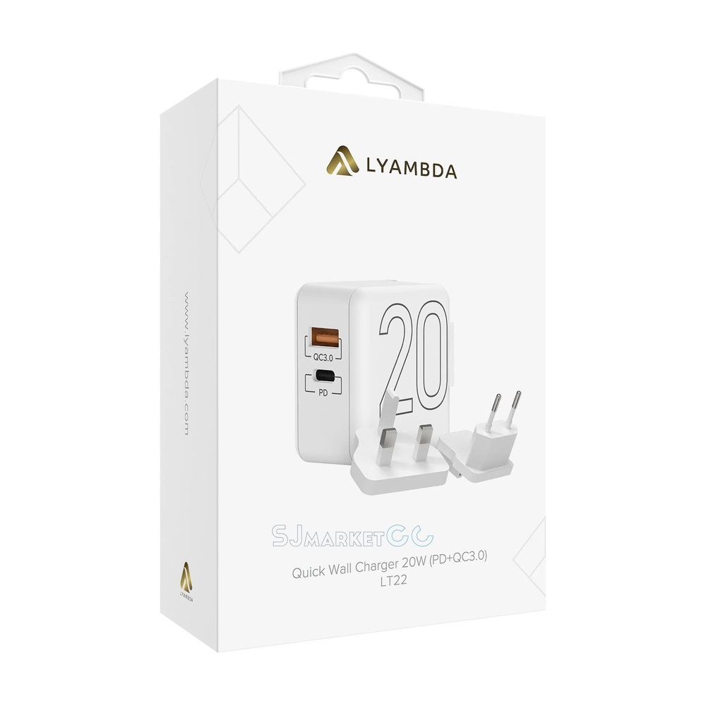Зарядное устройство Lyambda 20W c 2-мя выходами (PD+QC3.0) LT22