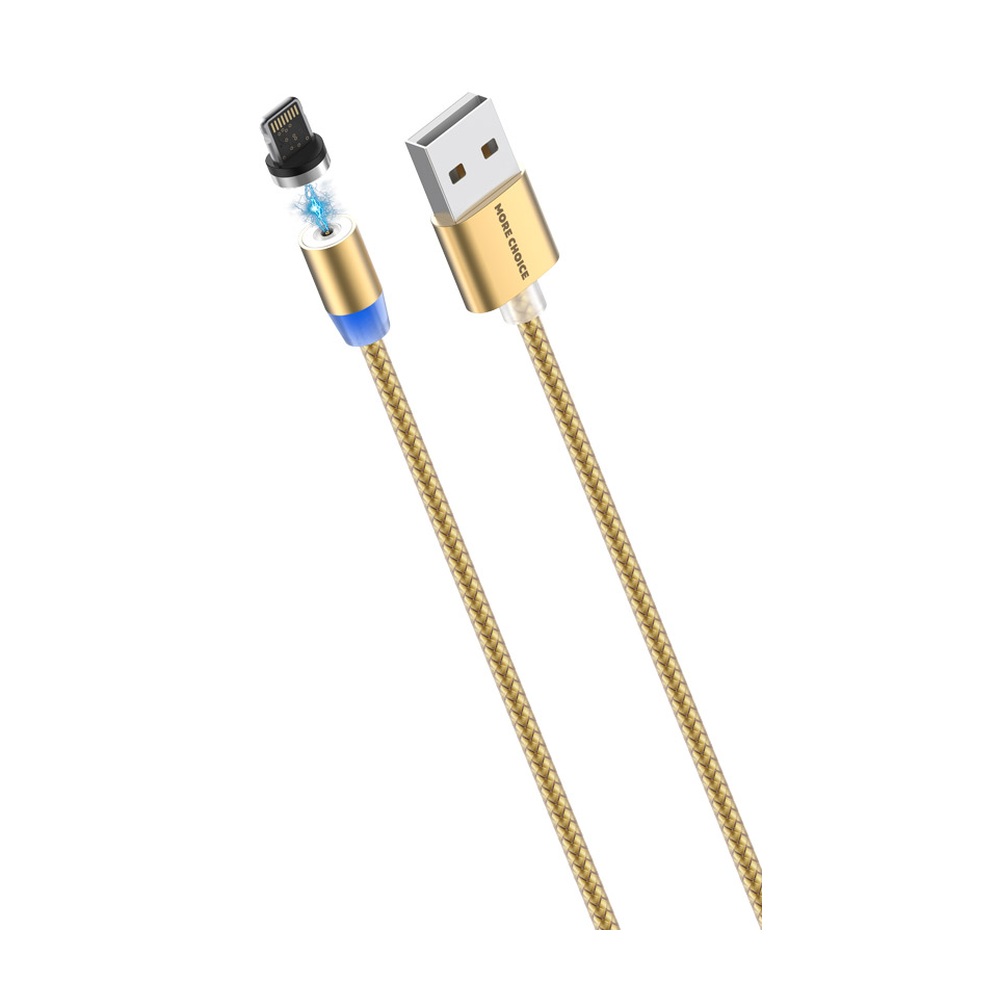 Кабель Apple А для 8-pin Magnetic More choice K61Si (Gold) магнитный с отсоединяемым наконечником (K61Si) 1м