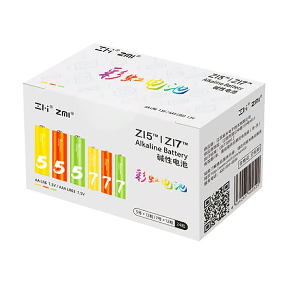 Батарейки алкалиновые ZMI Rainbow ZI5/ZI7 (12шт.АА+12шт.ААА)