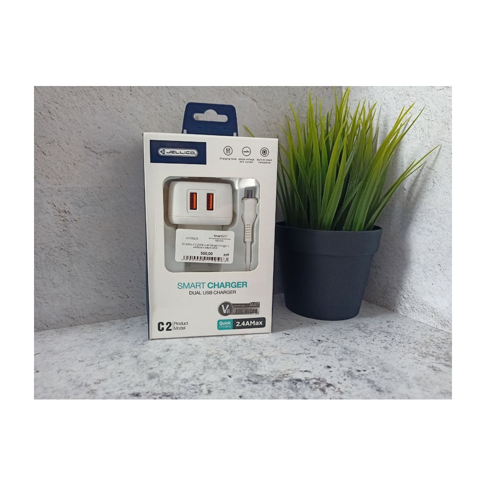 Зарядное устройство C2 2USB 2.4A Smart charger с кабелем micro USB