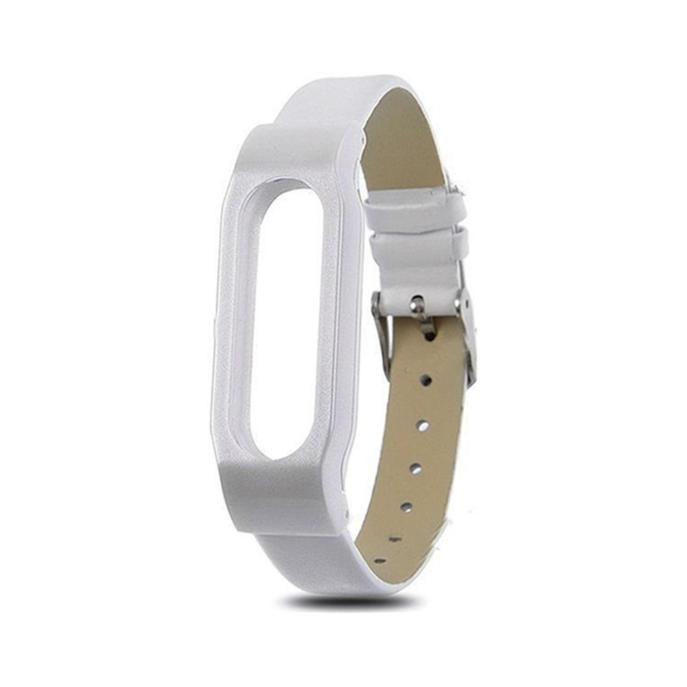 Сменный браслет Xiaomi Mi Band 3 кожаный (Белый)
