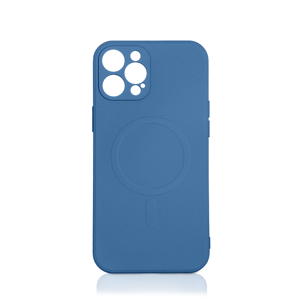 Силиконовый MagSafe чехол с микрофиброй  для iPhone 12 Pro Max DF (blue)