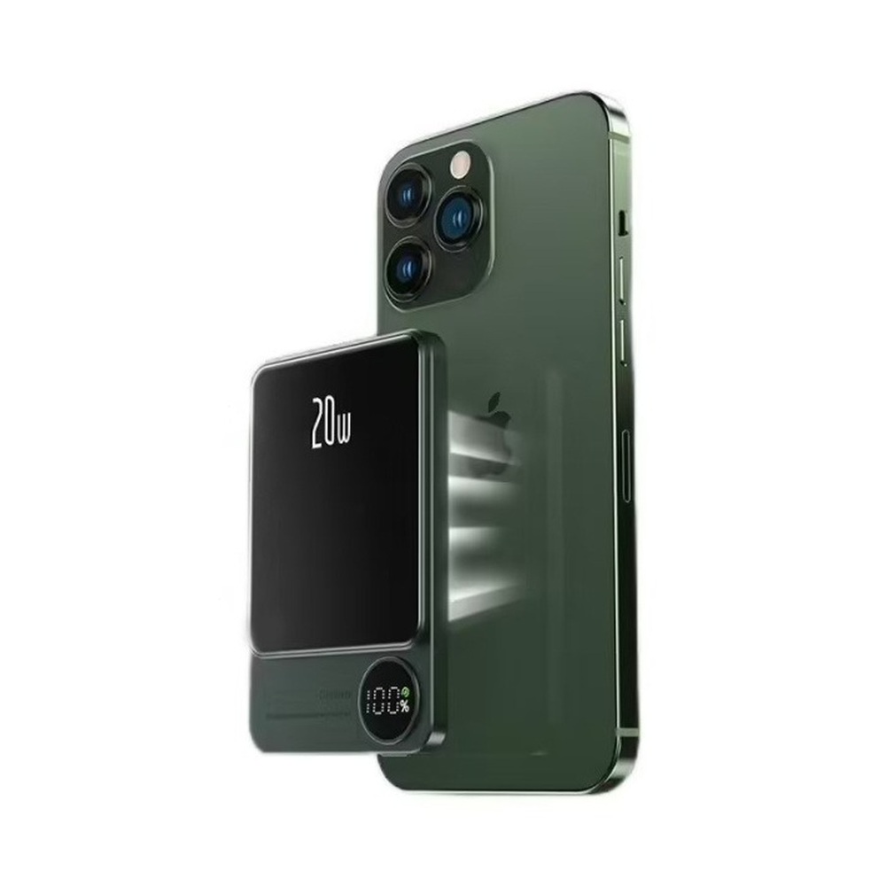 Портативный аккумулятор MagSafe Magnet Wireless Power Bank Q9 20W 10000mAh (Зеленый)