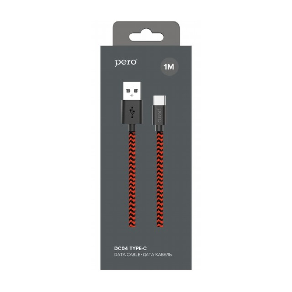 Кабель USB-A — USB-C PERO DC-04 3А Red-black (Fast Charge) 1м