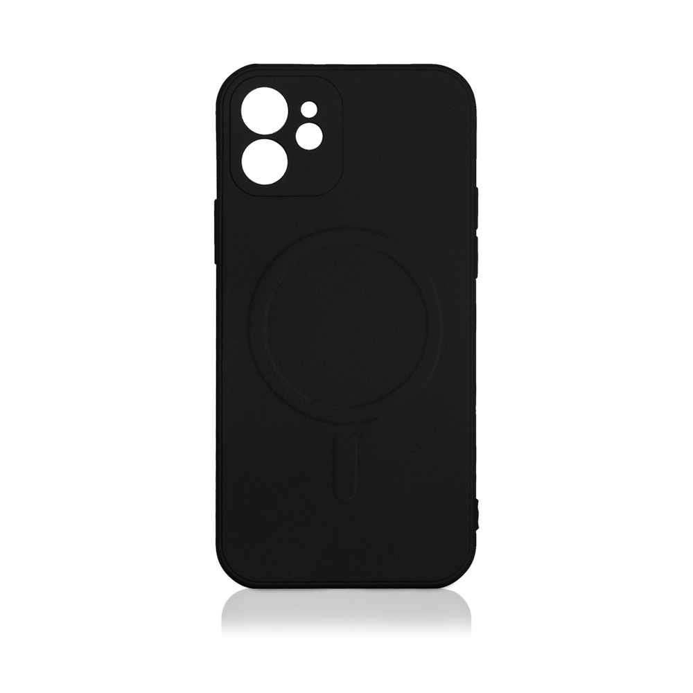 Силиконовый MagSafe чехол с микрофиброй  для iPhone 12 mini DF (black)