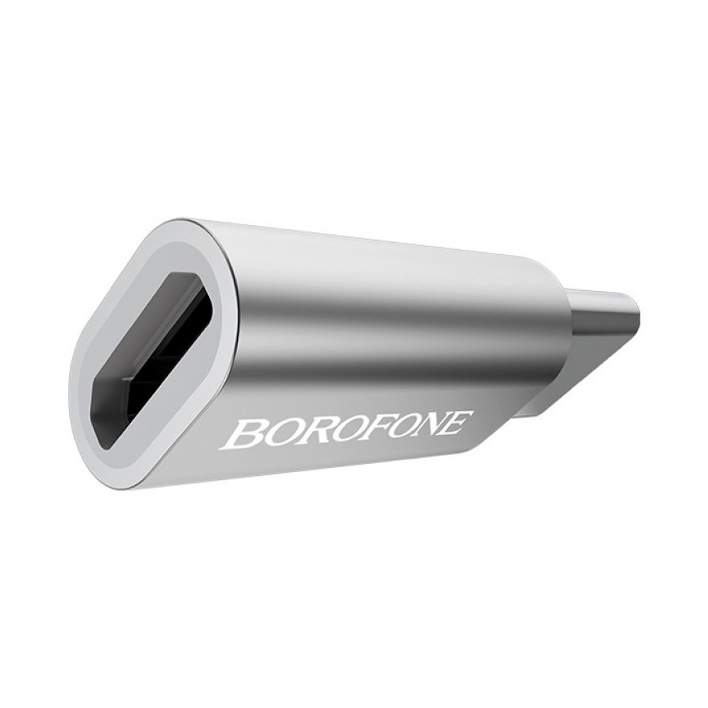 Переходник OTG Borofone Micro USB - Type C (серебристый)