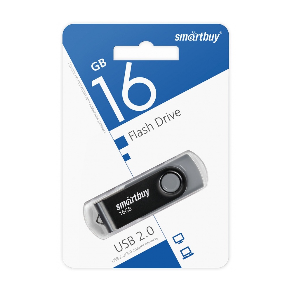 USB-накопитель SmartBuy Twist 16 ГБ USB 2.0 (Black)