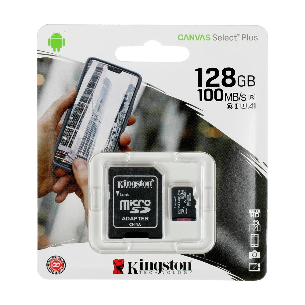 Карта памяти Kingston microSDXC Canvas Select Plus 128 ГБ