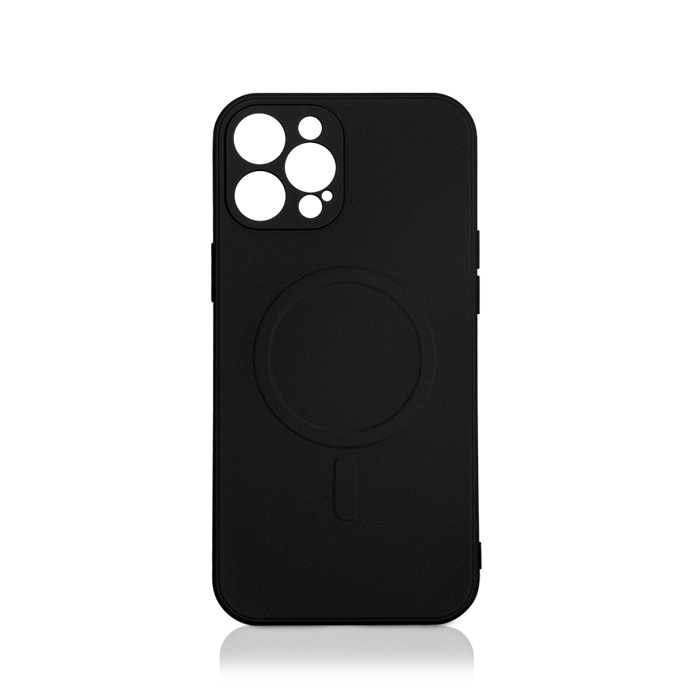 Силиконовый MagSafe чехол с микрофиброй  для iPhone 12 Pro Max DF (black)