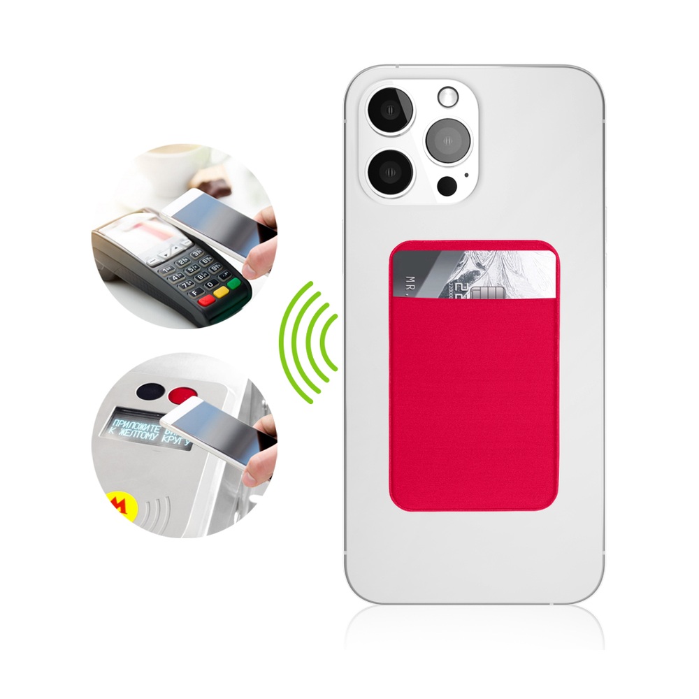 Чехол-накладка для карт на смартфон лайкра (red)