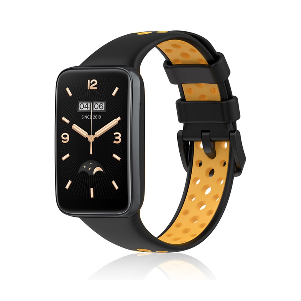 Ремешок спортивный силиконовый для Xiaomi Mi Smart Band 7 Pro DF xiSportband-04 (black/orange)